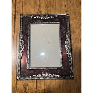 Vintage 90s Y2K Metallic Silver & Amber Resin 3"x5" Standalone Picture Frame
